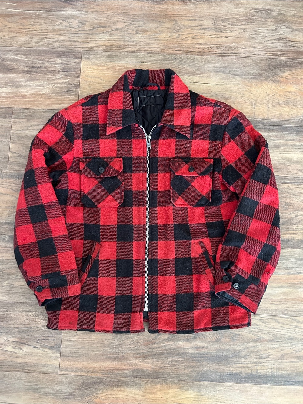 Vintage Buffalo Plaid Wool Blend Cruiser Jacket Large